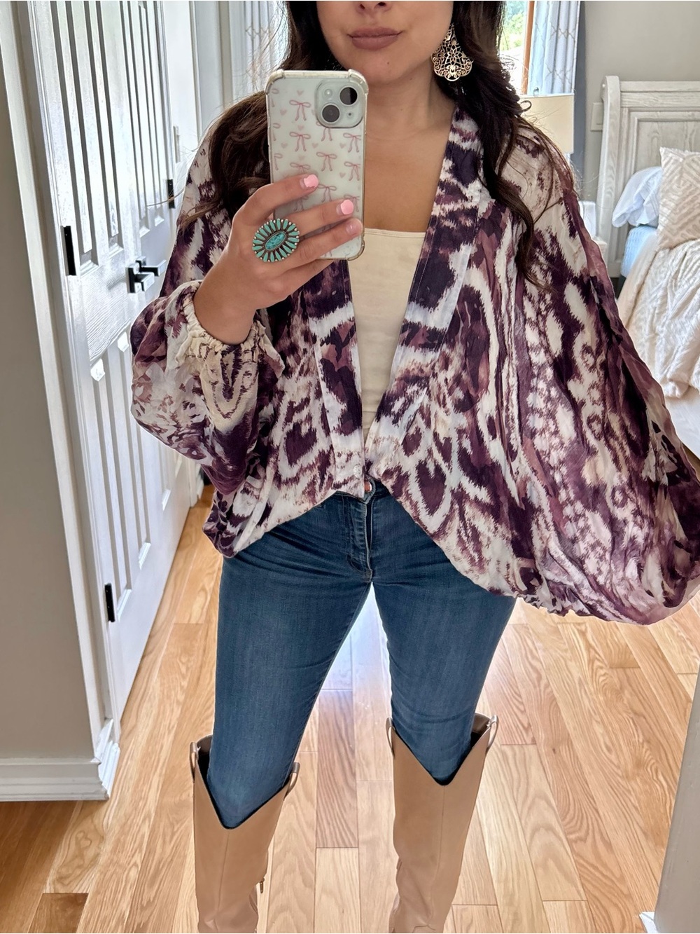 One size fits most dolman sleeve kimono top
